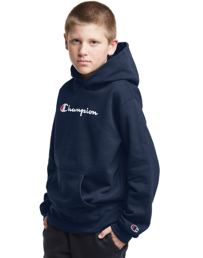 Sudadera Con Capucha Champion Niña - Pullover Script Logo ( Azul Marino ) 9642175-OV